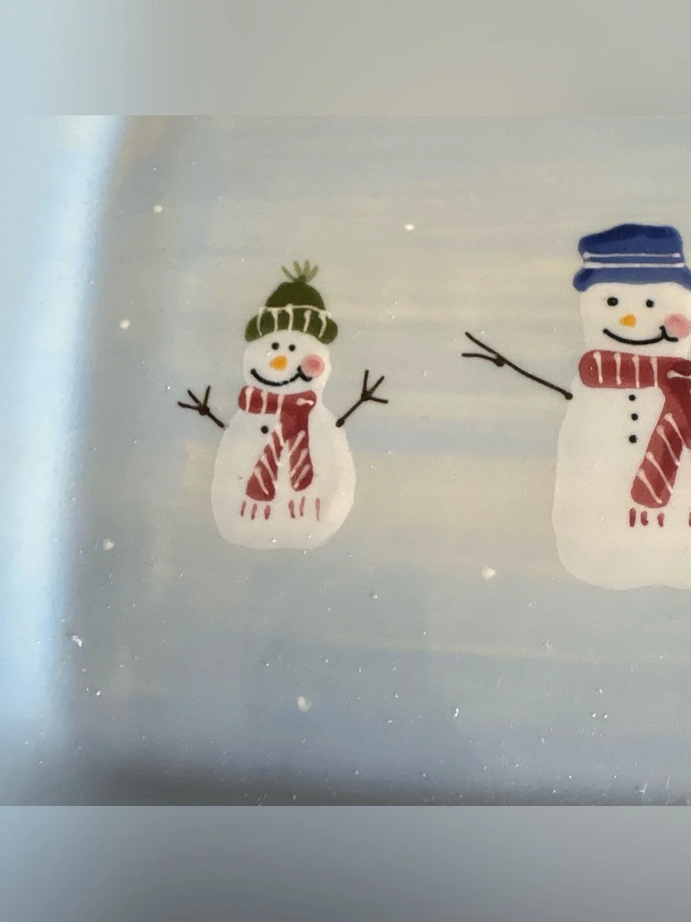 Hartstone Pottery for Crate and Barrel Snow People Platter Snowman Rectangular